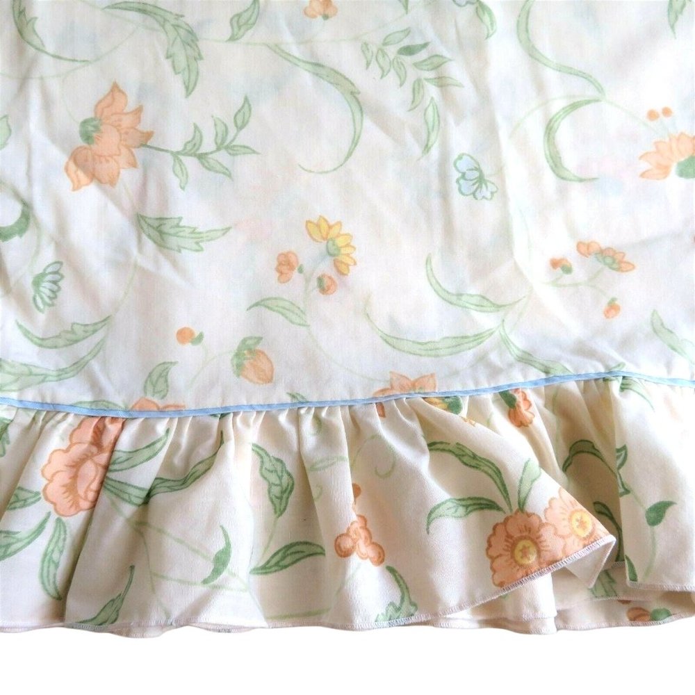 Lot of 2 Vintage Westpoint Standard Pillowcases Floral Ruffle Trim Cottage Core